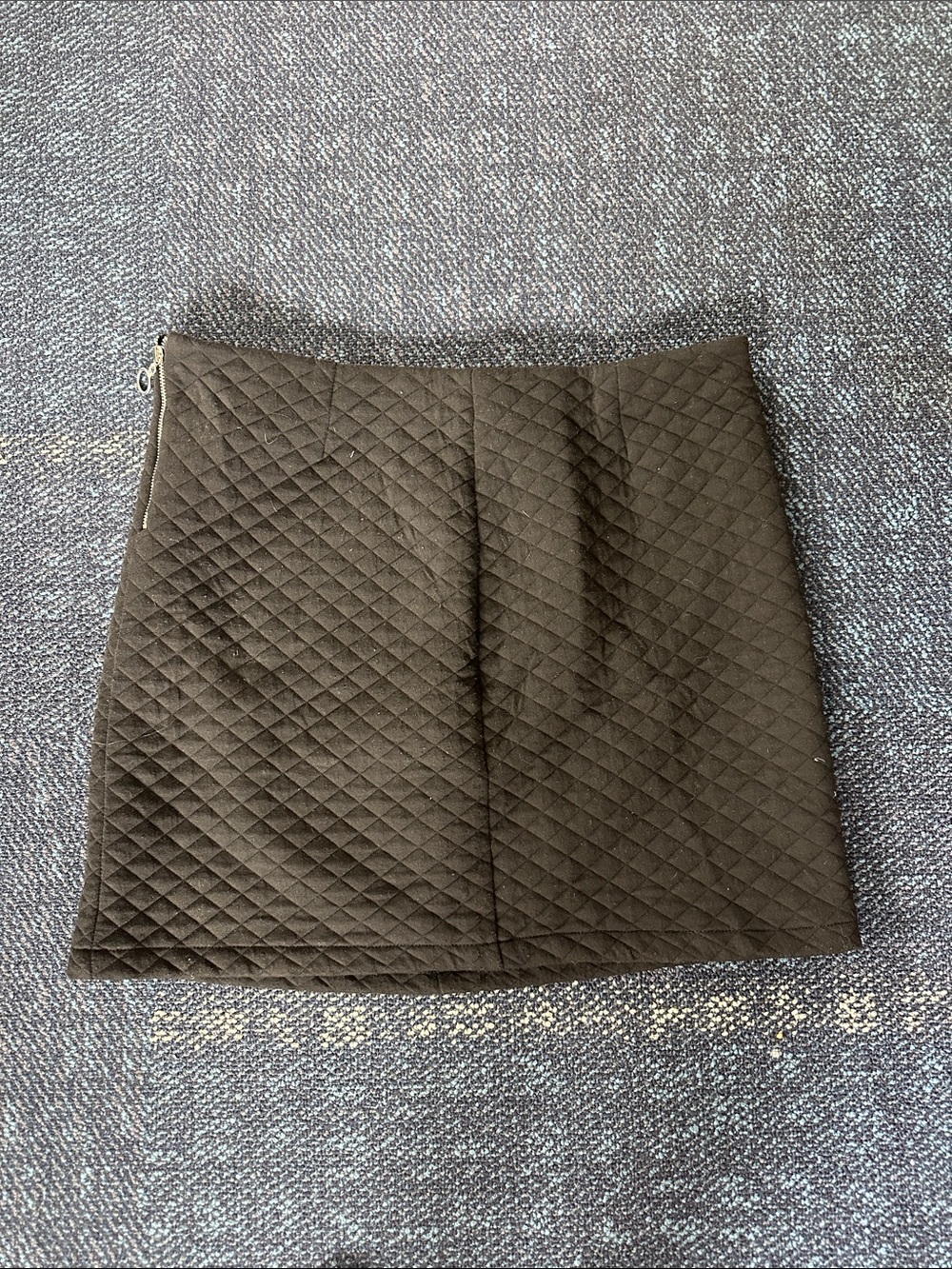 Textured Black Quilted Mini Skirt